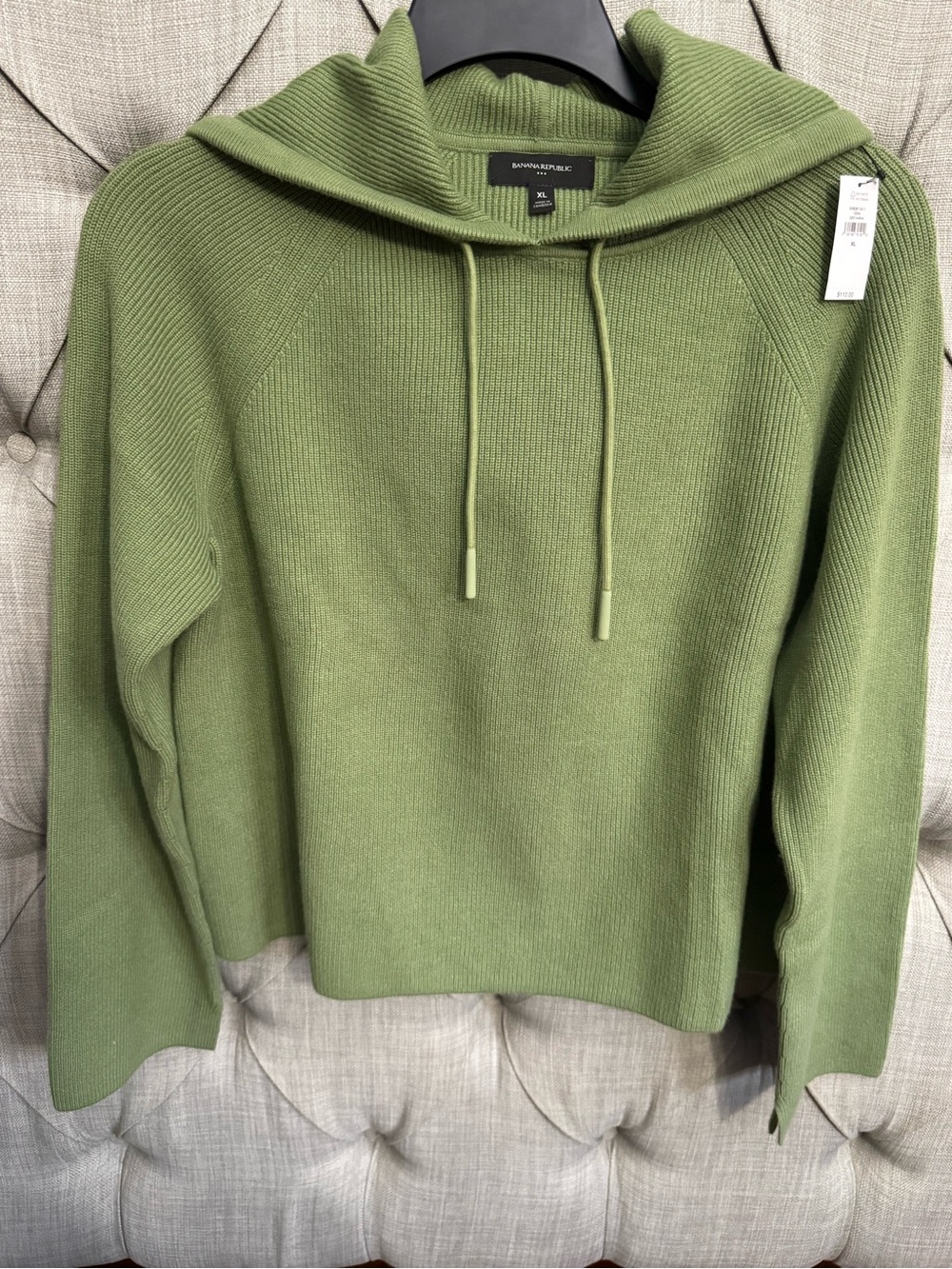 Banana Republic Green Hooded Rib-Knit Pullover Sweater